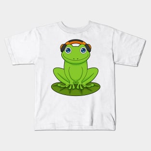 Frog Headphone Music Kids T-Shirt
